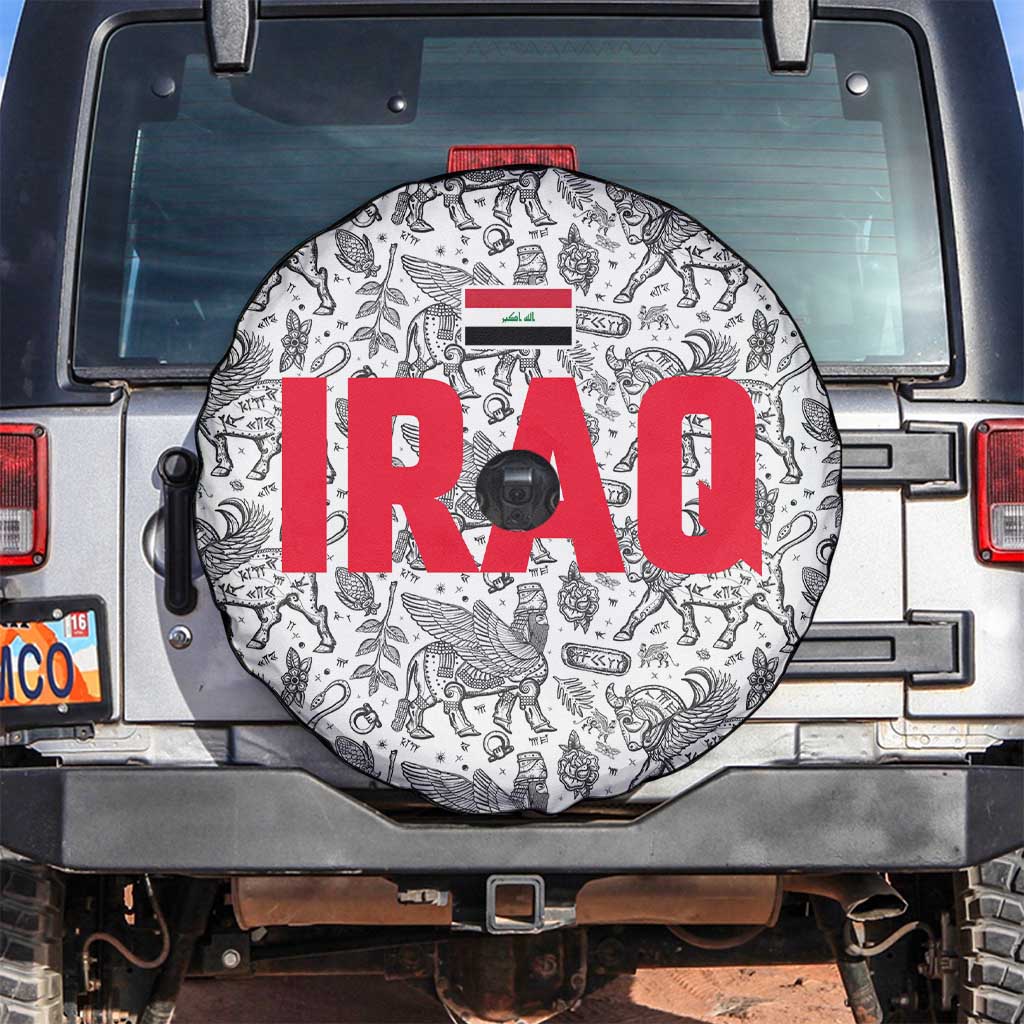 Iraq Ancient Mesopotamian Lamassu Spare Tire Cover with Mythical Motif Design - Wonder Print Shop