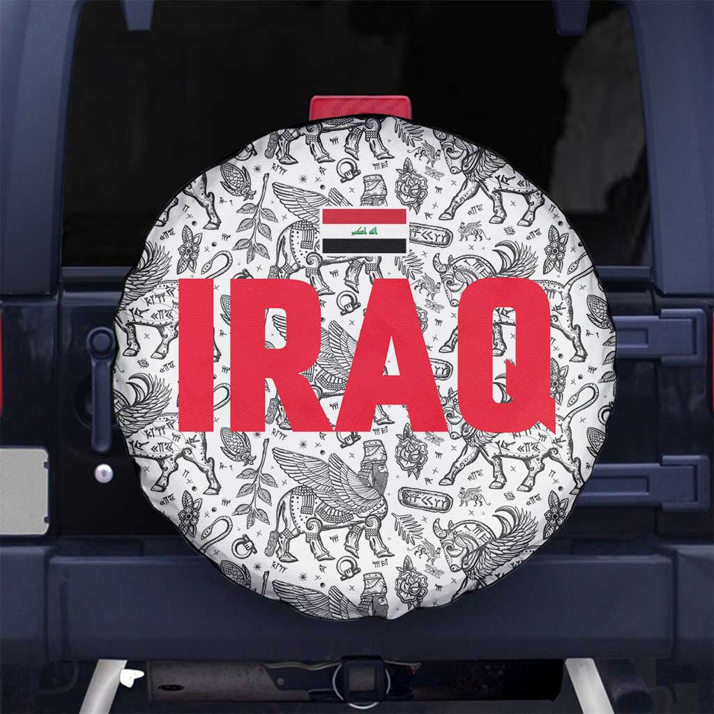 Iraq Ancient Mesopotamian Lamassu Spare Tire Cover with Mythical Motif Design - Wonder Print Shop