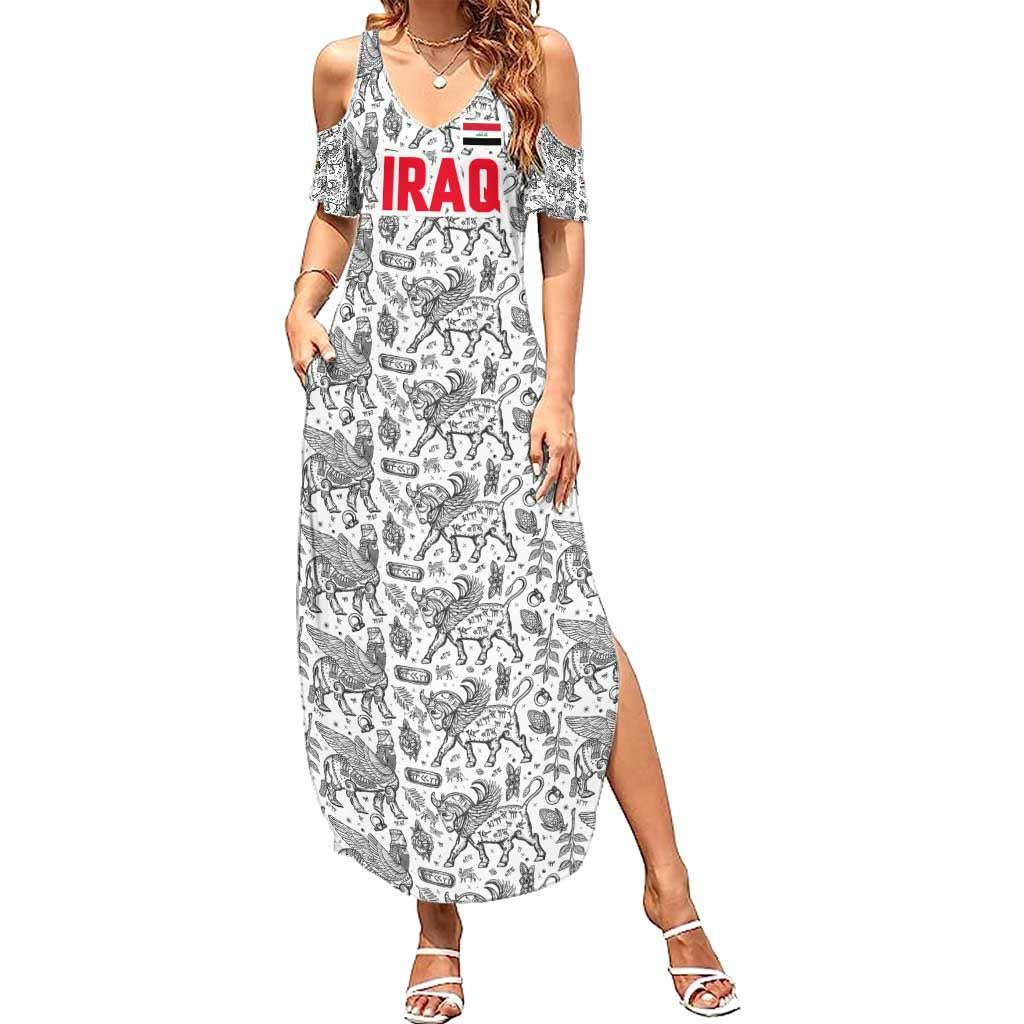Iraq Ancient Mesopotamian Lamassu Summer Maxi Dress with Mythical Motif Design - Wonder Print Shop