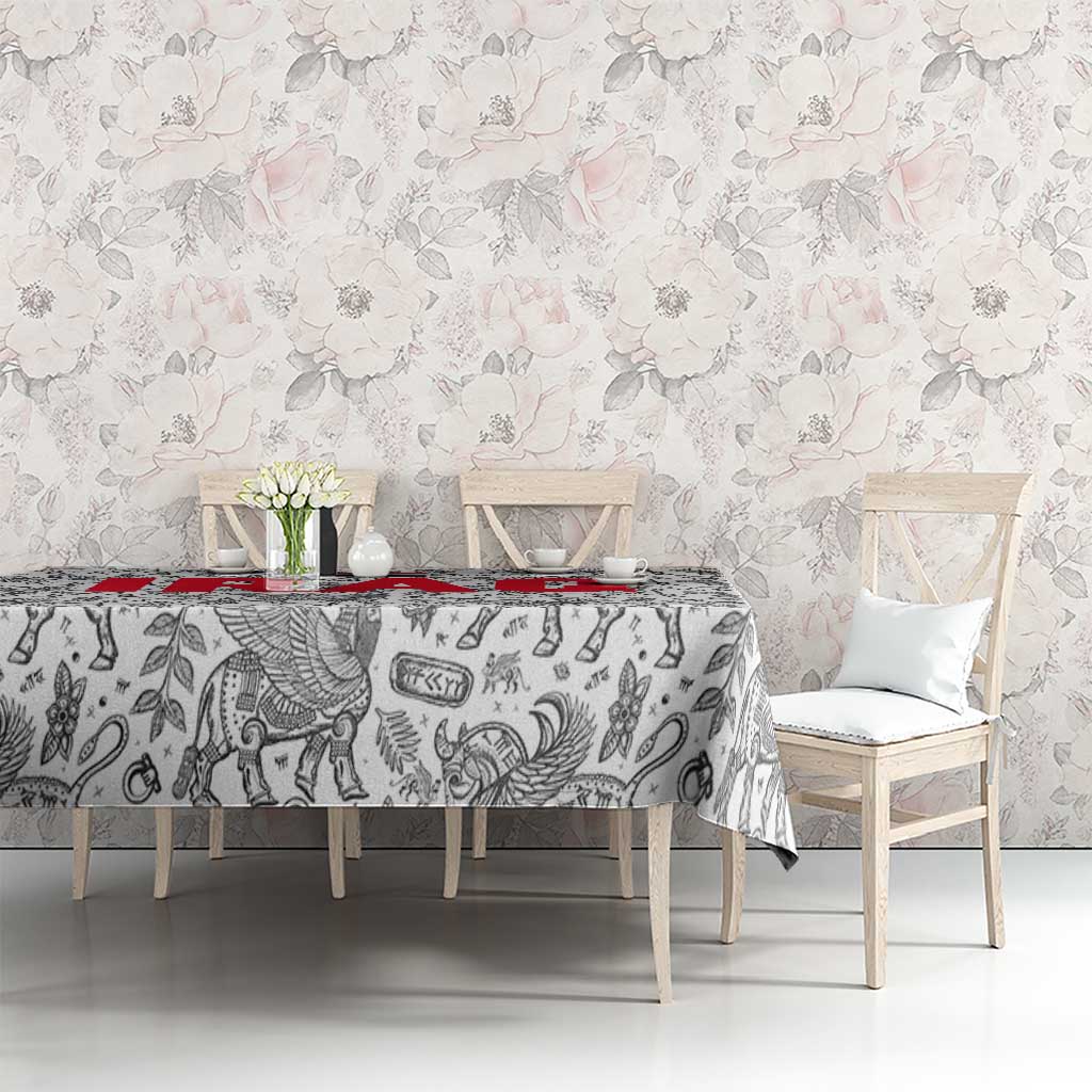 Iraq Ancient Mesopotamian Lamassu Tablecloth with Mythical Motif Design - Wonder Print Shop