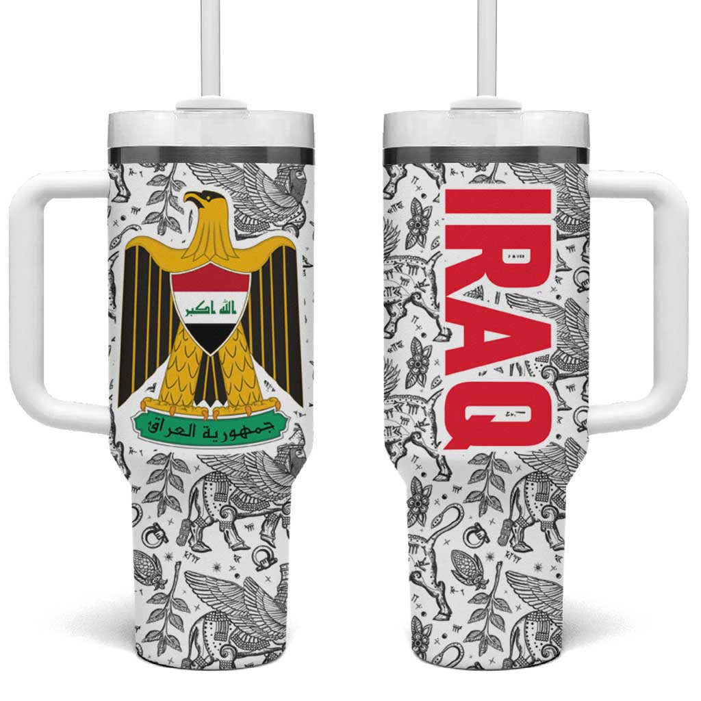 Iraq Ancient Mesopotamian Lamassu Tumbler With Handle with Mythical Motif Design - Wonder Print Shop