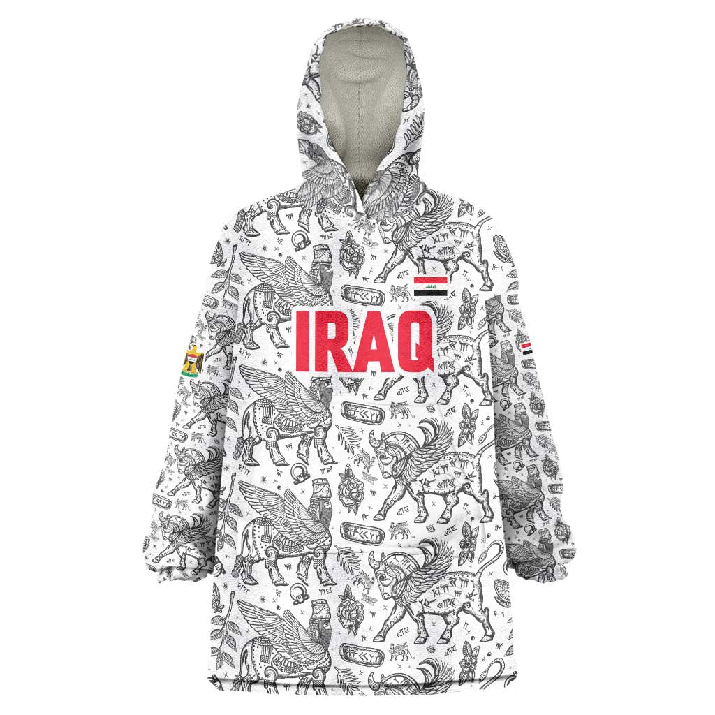 Iraq Ancient Mesopotamian Lamassu Wearable Blanket Hoodie with Mythical Motif Design - Wonder Print Shop