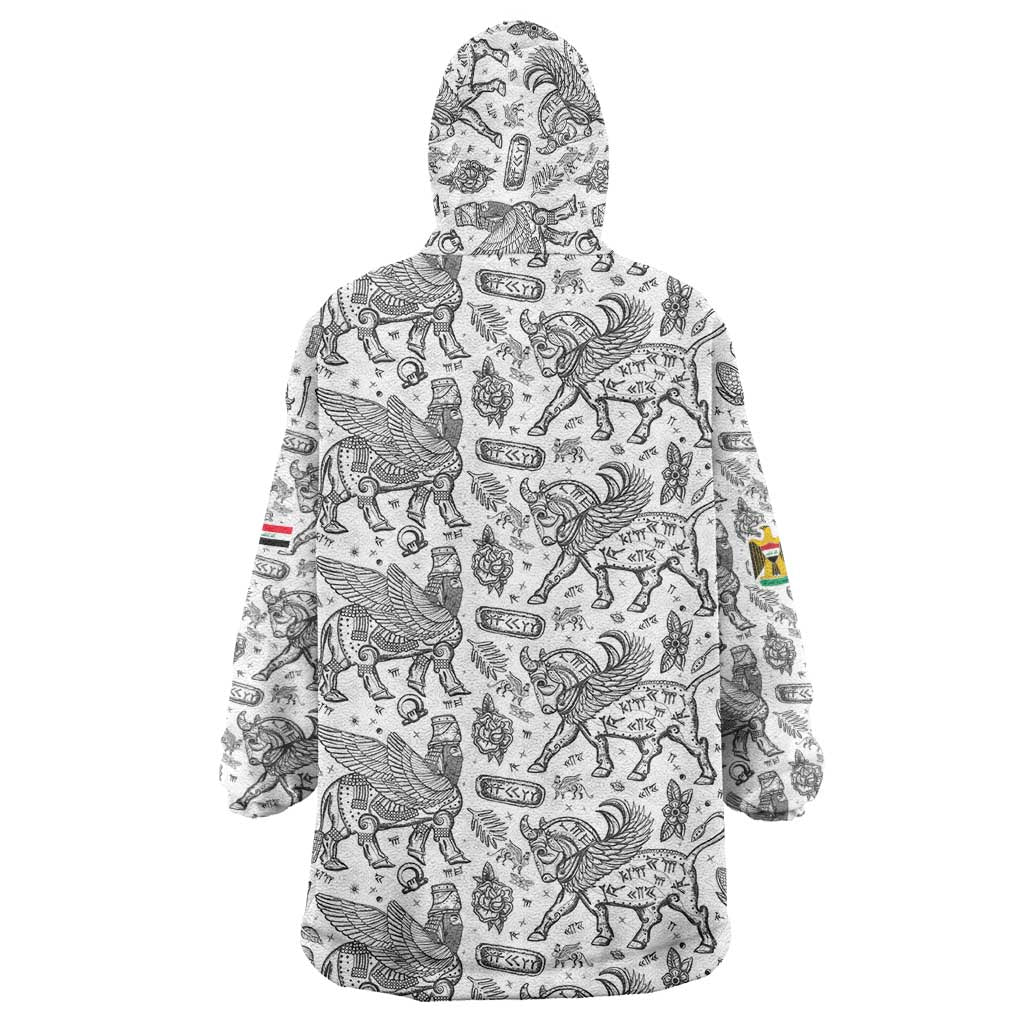 Iraq Ancient Mesopotamian Lamassu Wearable Blanket Hoodie with Mythical Motif Design - Wonder Print Shop