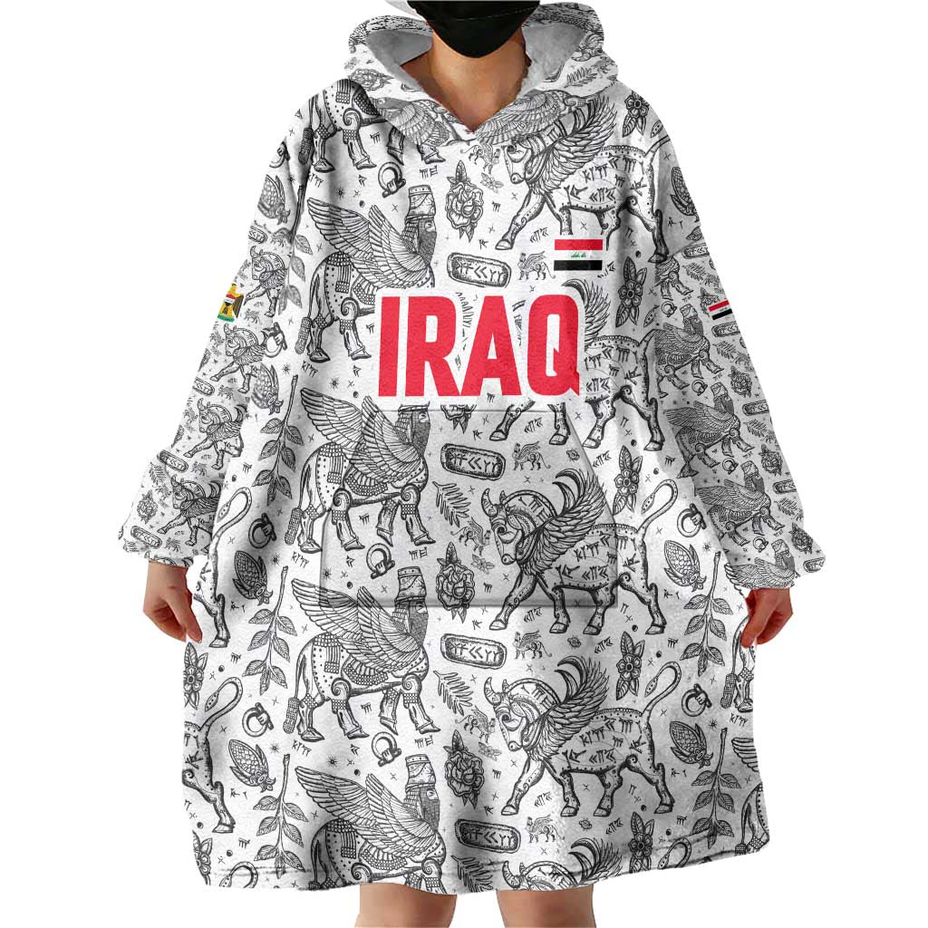 Iraq Ancient Mesopotamian Lamassu Wearable Blanket Hoodie with Mythical Motif Design - Wonder Print Shop
