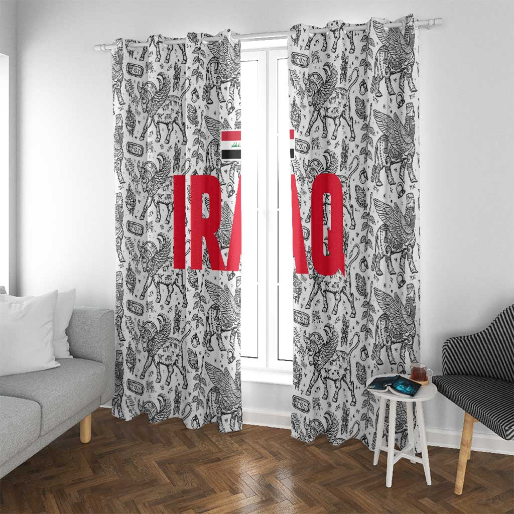 Iraq Ancient Mesopotamian Lamassu Window Curtain with Mythical Motif Design - Wonder Print Shop