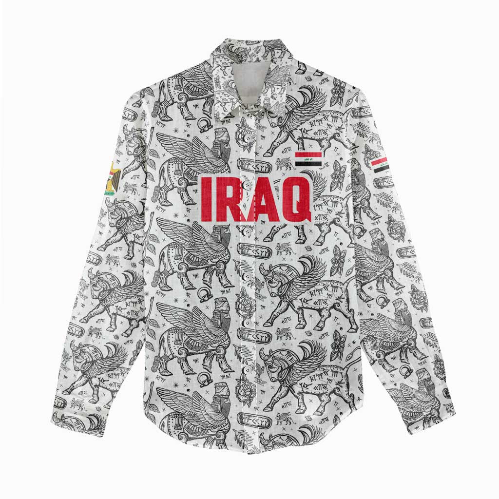 Iraq Ancient Mesopotamian Lamassu Women Casual Shirt with Mythical Motif Design - Wonder Print Shop
