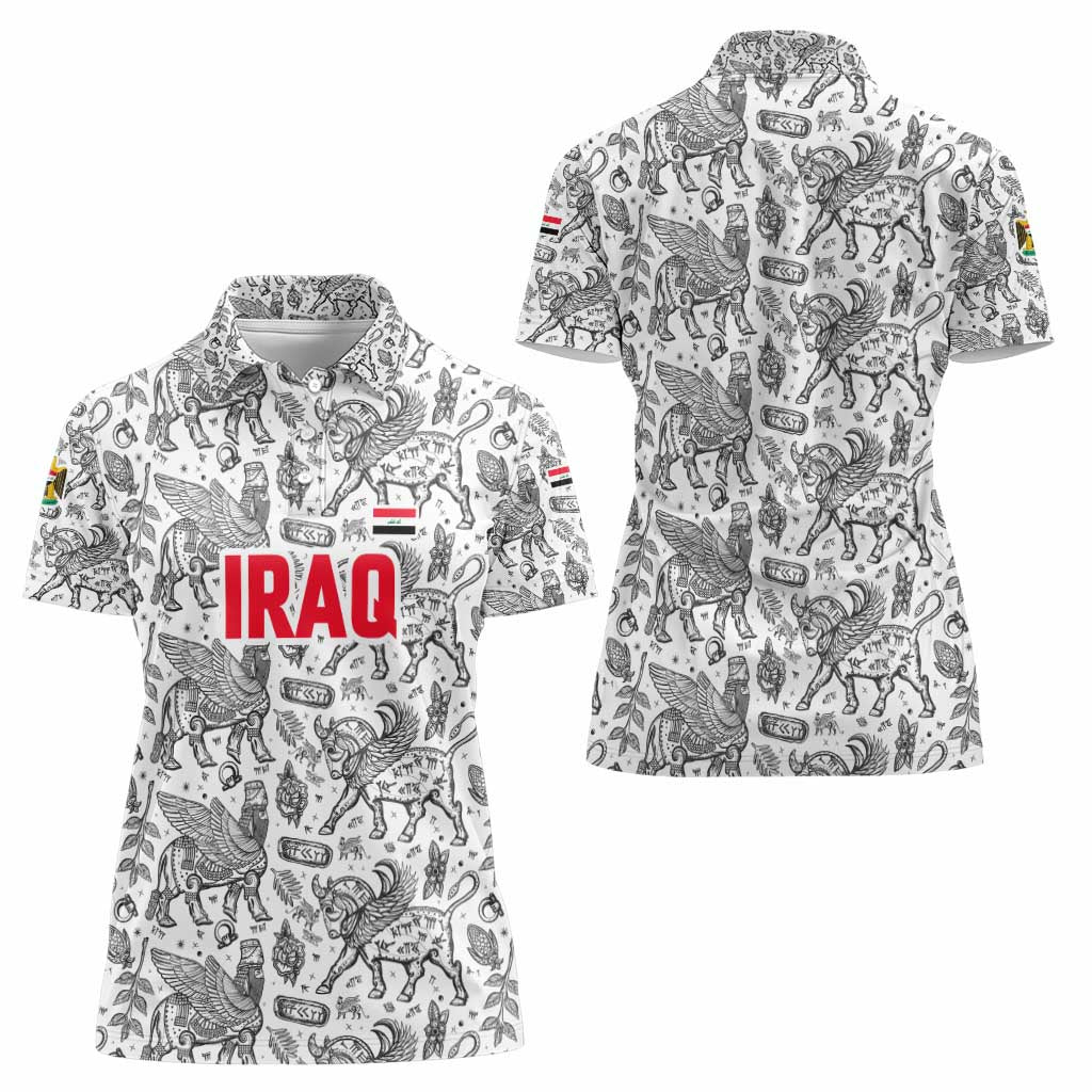 Iraq Ancient Mesopotamian Lamassu Women Polo Shirt with Mythical Motif Design - Wonder Print Shop