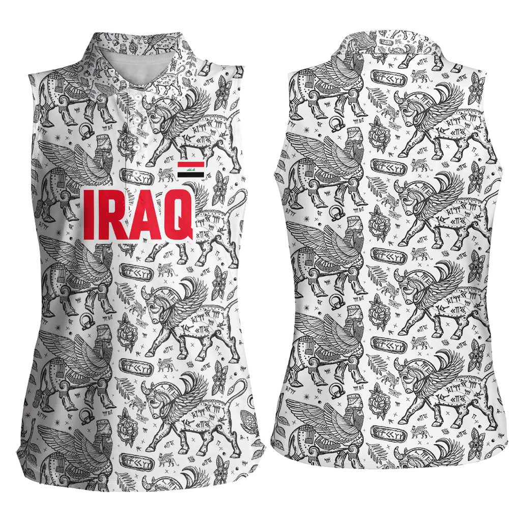 Iraq Ancient Mesopotamian Lamassu Women Sleeveless Polo Shirt with Mythical Motif Design - Wonder Print Shop