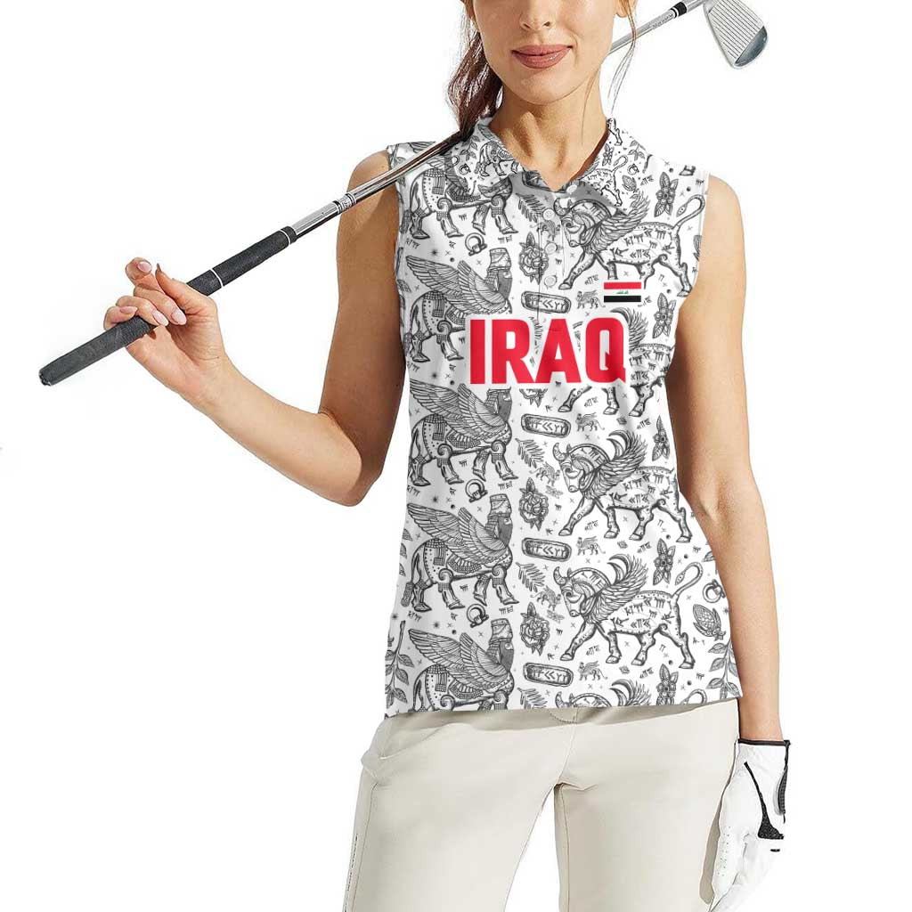 Iraq Ancient Mesopotamian Lamassu Women Sleeveless Polo Shirt with Mythical Motif Design - Wonder Print Shop