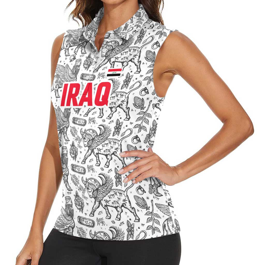 Iraq Ancient Mesopotamian Lamassu Women Sleeveless Polo Shirt with Mythical Motif Design - Wonder Print Shop