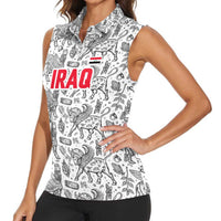 Iraq Ancient Mesopotamian Lamassu Women Sleeveless Polo Shirt with Mythical Motif Design - Wonder Print Shop