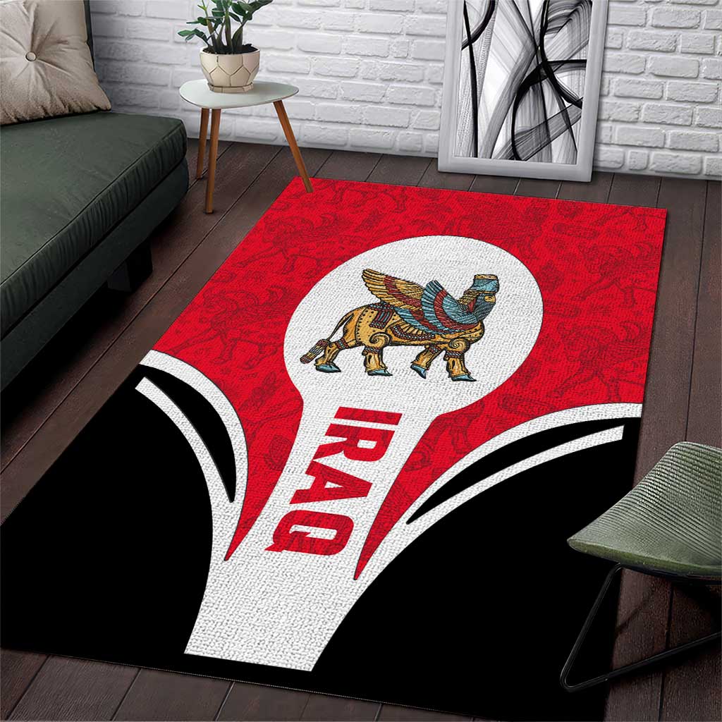 Iraq Area Rug with Lamassu Mythical Creature and National Map Design - Wonder Print Shop