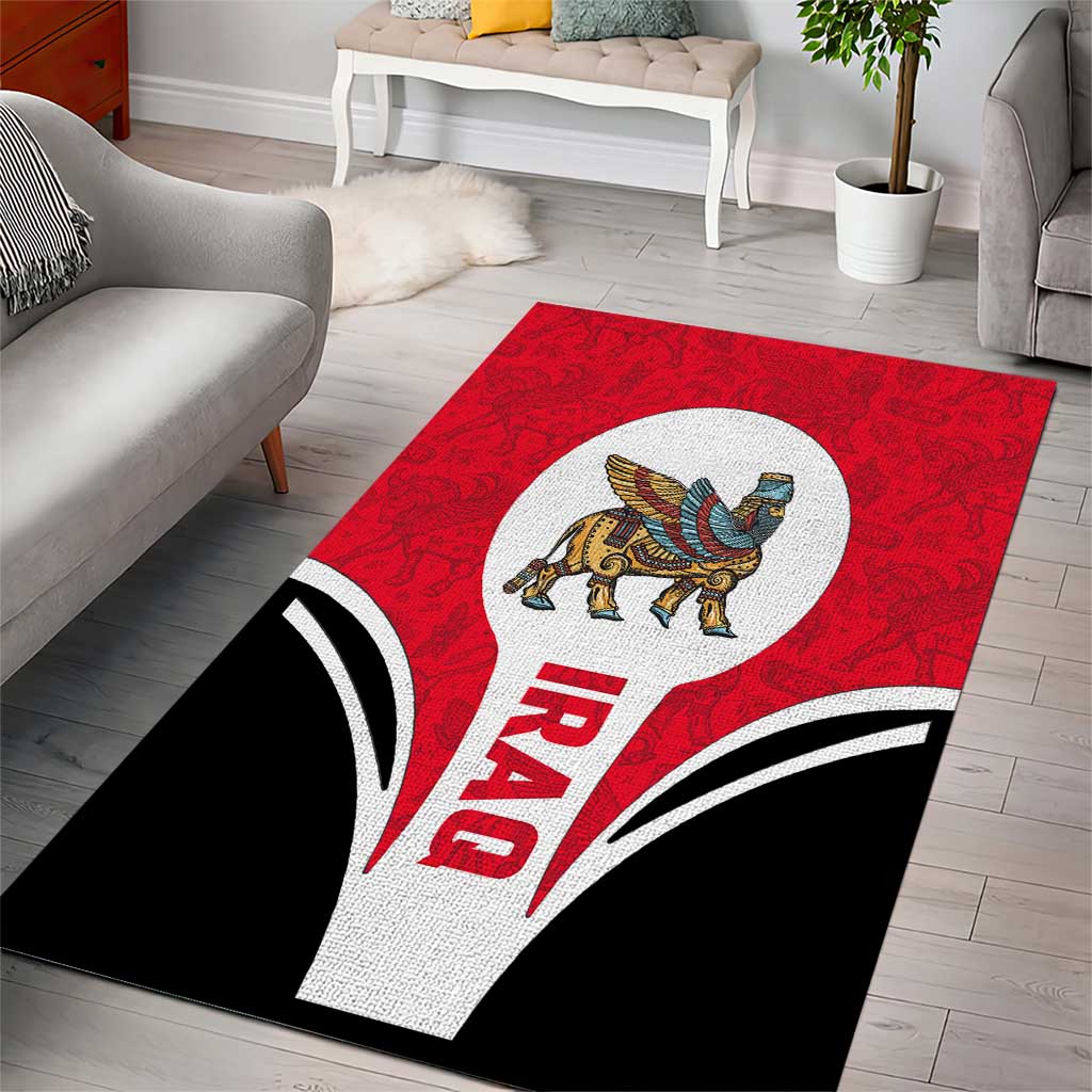 Iraq Area Rug with Lamassu Mythical Creature and National Map Design - Wonder Print Shop