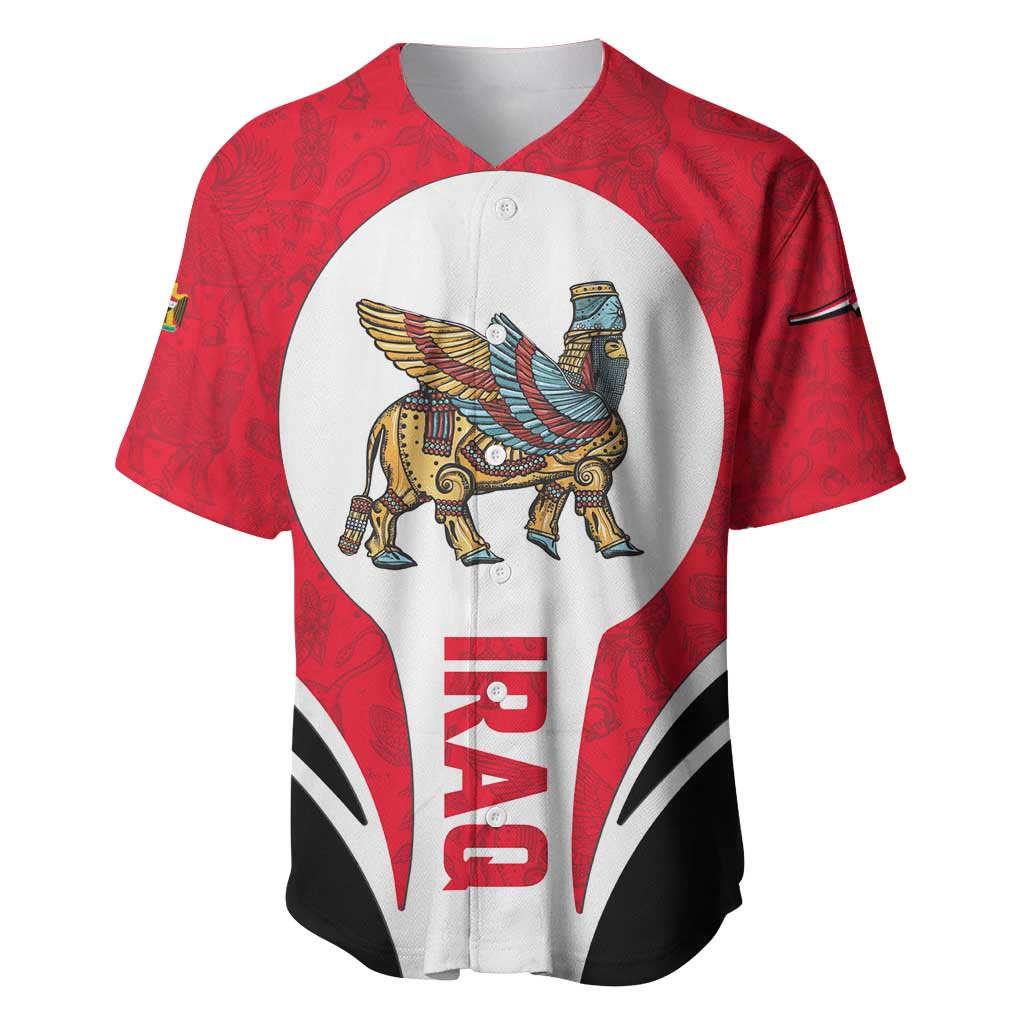 Iraq Baseball Jersey with Lamassu Mythical Creature and National Map Design - Wonder Print Shop