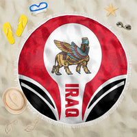 Iraq Beach Blanket with Lamassu Mythical Creature and National Map Design - Wonder Print Shop