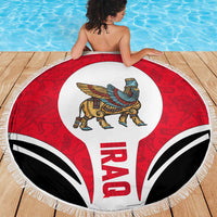 Iraq Beach Blanket with Lamassu Mythical Creature and National Map Design - Wonder Print Shop