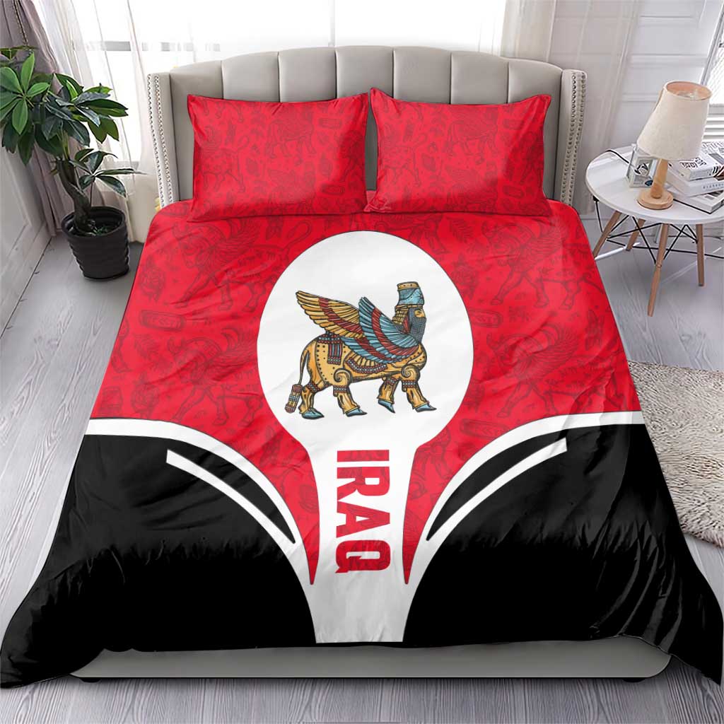 Iraq Bedding Set with Lamassu Mythical Creature and National Map Design - Wonder Print Shop