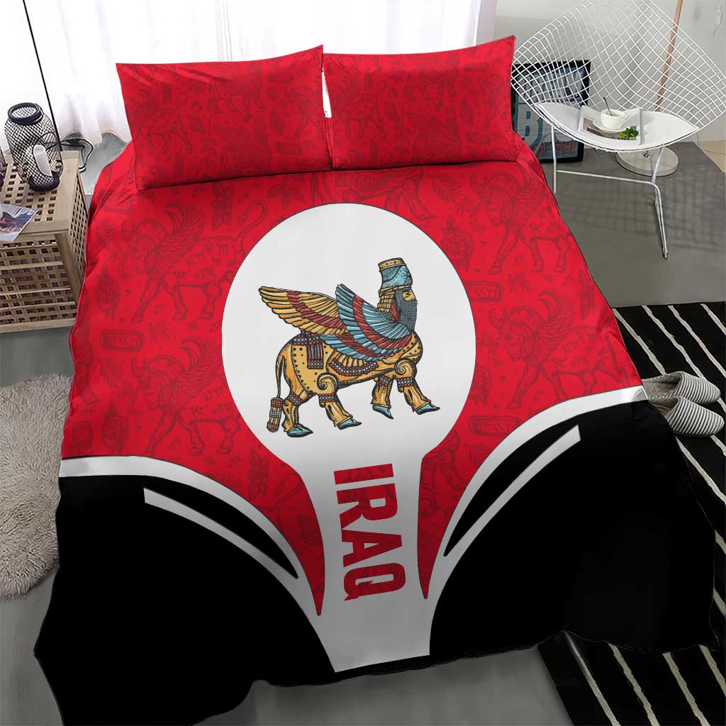Iraq Bedding Set with Lamassu Mythical Creature and National Map Design - Wonder Print Shop