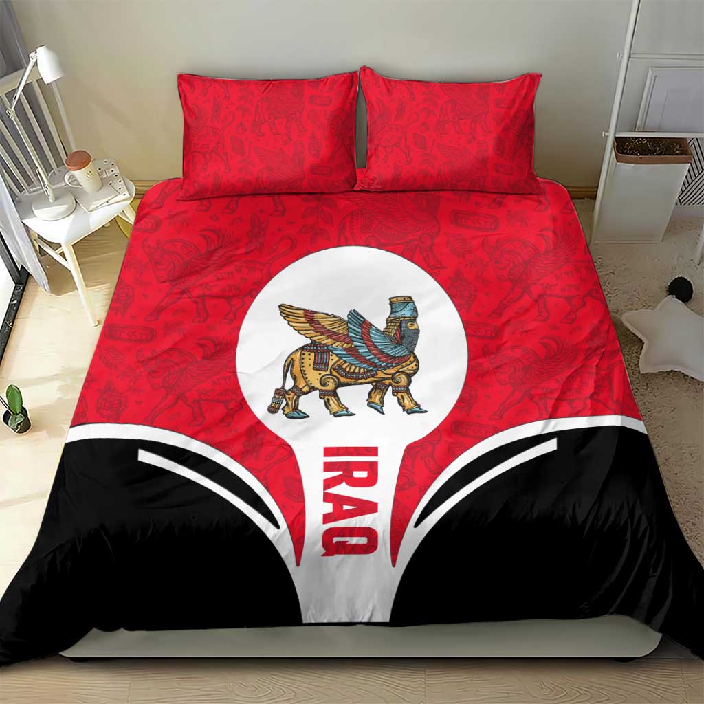 Iraq Bedding Set with Lamassu Mythical Creature and National Map Design - Wonder Print Shop