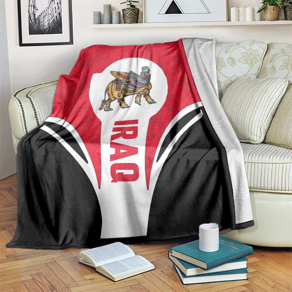 Iraq Blanket with Lamassu Mythical Creature and National Map Design - Wonder Print Shop