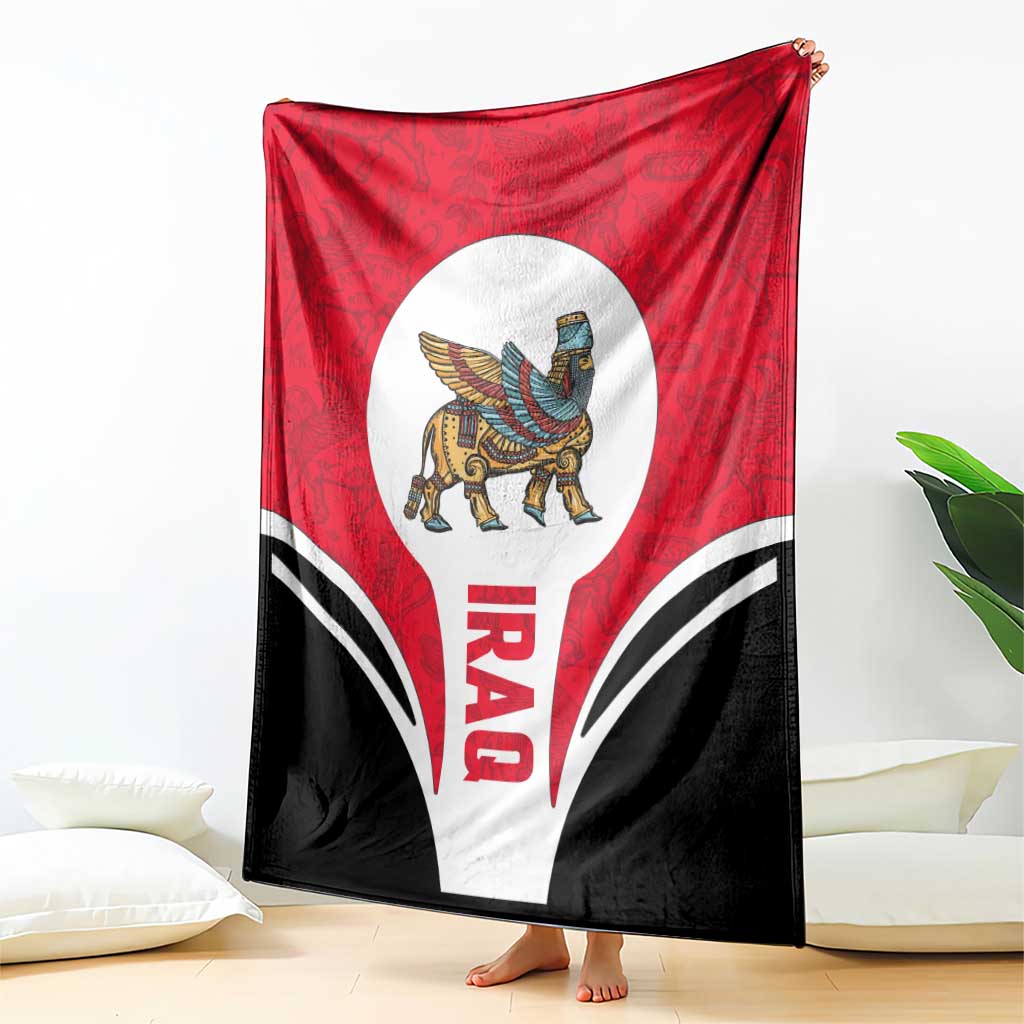 Iraq Blanket with Lamassu Mythical Creature and National Map Design - Wonder Print Shop