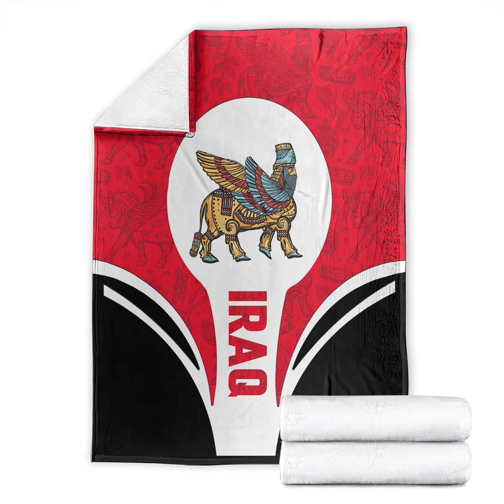 Iraq Blanket with Lamassu Mythical Creature and National Map Design - Wonder Print Shop