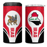 Iraq 4 in 1 Can Cooler Tumbler with Lamassu Mythical Creature and National Map Design - Wonder Print Shop
