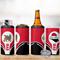 Iraq 4 in 1 Can Cooler Tumbler with Lamassu Mythical Creature and National Map Design - Wonder Print Shop