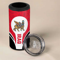 Iraq 4 in 1 Can Cooler Tumbler with Lamassu Mythical Creature and National Map Design - Wonder Print Shop