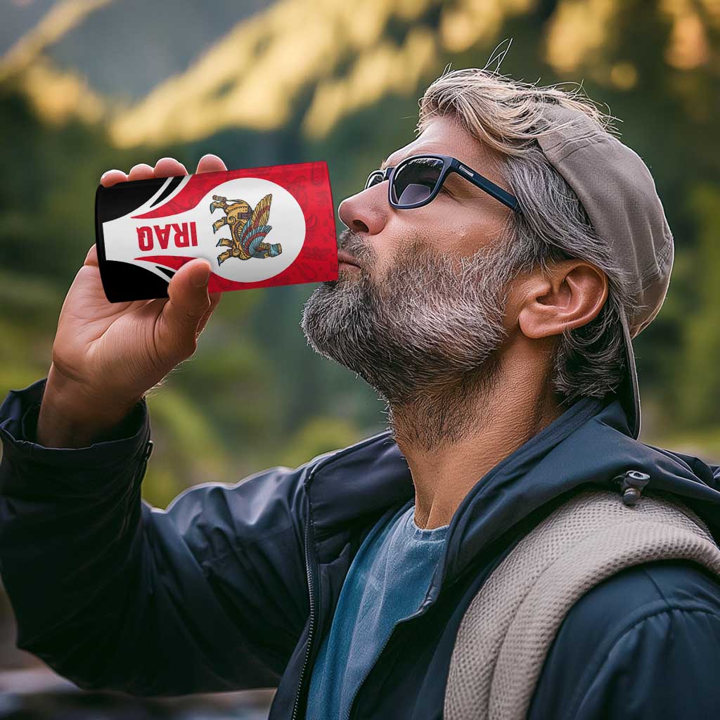 Iraq 4 in 1 Can Cooler Tumbler with Lamassu Mythical Creature and National Map Design - Wonder Print Shop