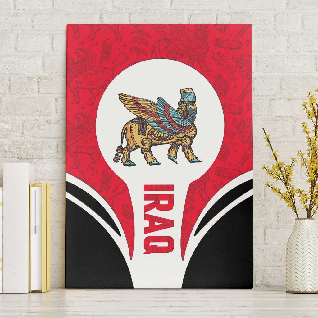 Iraq Canvas Wall Art with Lamassu Mythical Creature and National Map Design - Wonder Print Shop