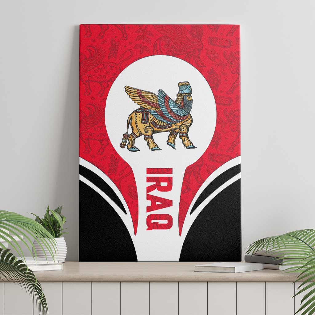 Iraq Canvas Wall Art with Lamassu Mythical Creature and National Map Design - Wonder Print Shop