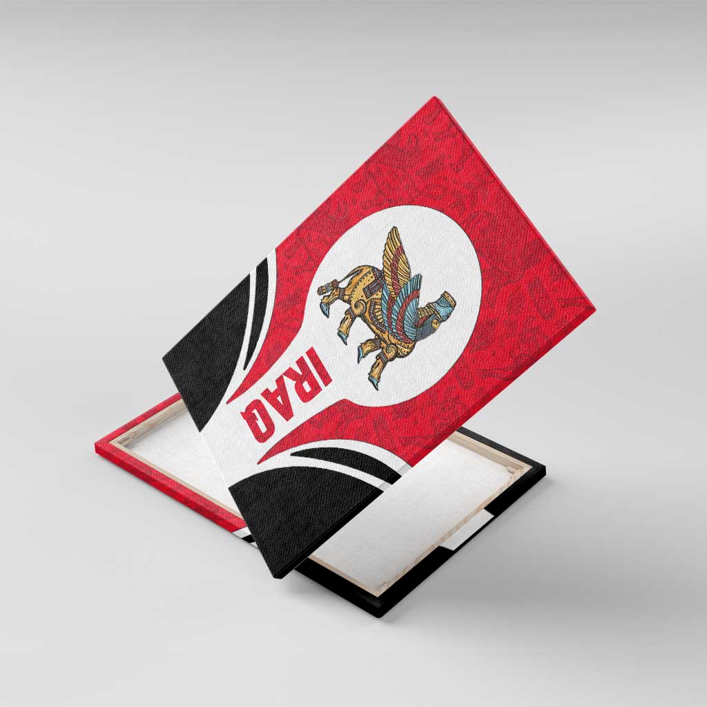 Iraq Canvas Wall Art with Lamassu Mythical Creature and National Map Design - Wonder Print Shop