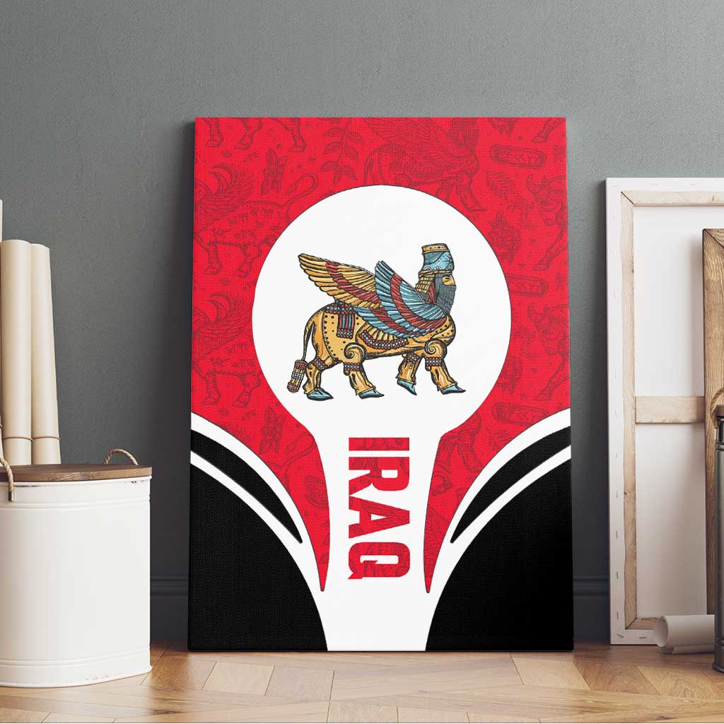 Iraq Canvas Wall Art with Lamassu Mythical Creature and National Map Design - Wonder Print Shop
