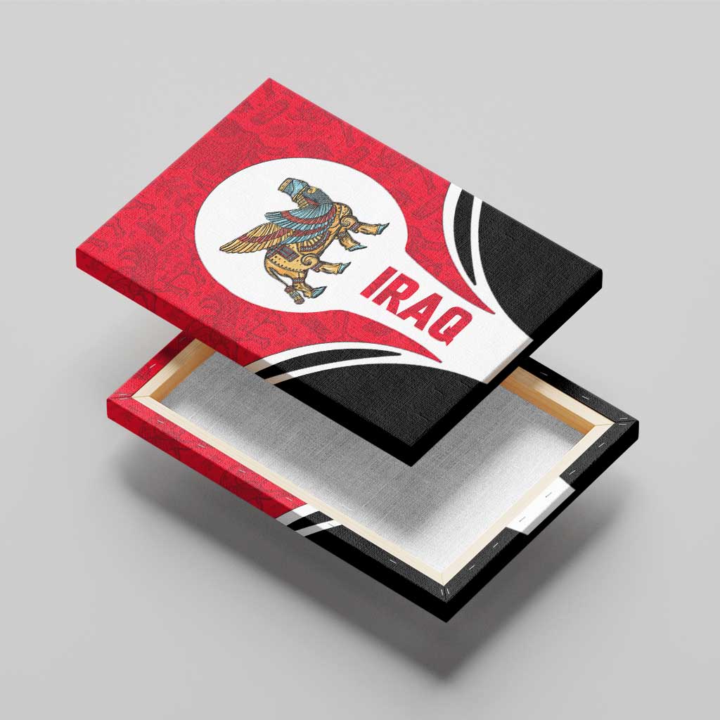 Iraq Canvas Wall Art with Lamassu Mythical Creature and National Map Design - Wonder Print Shop