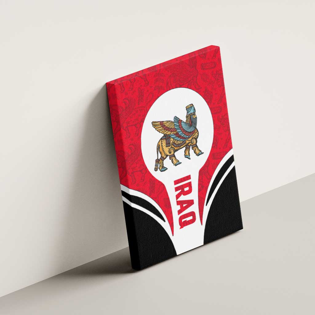 Iraq Canvas Wall Art with Lamassu Mythical Creature and National Map Design - Wonder Print Shop