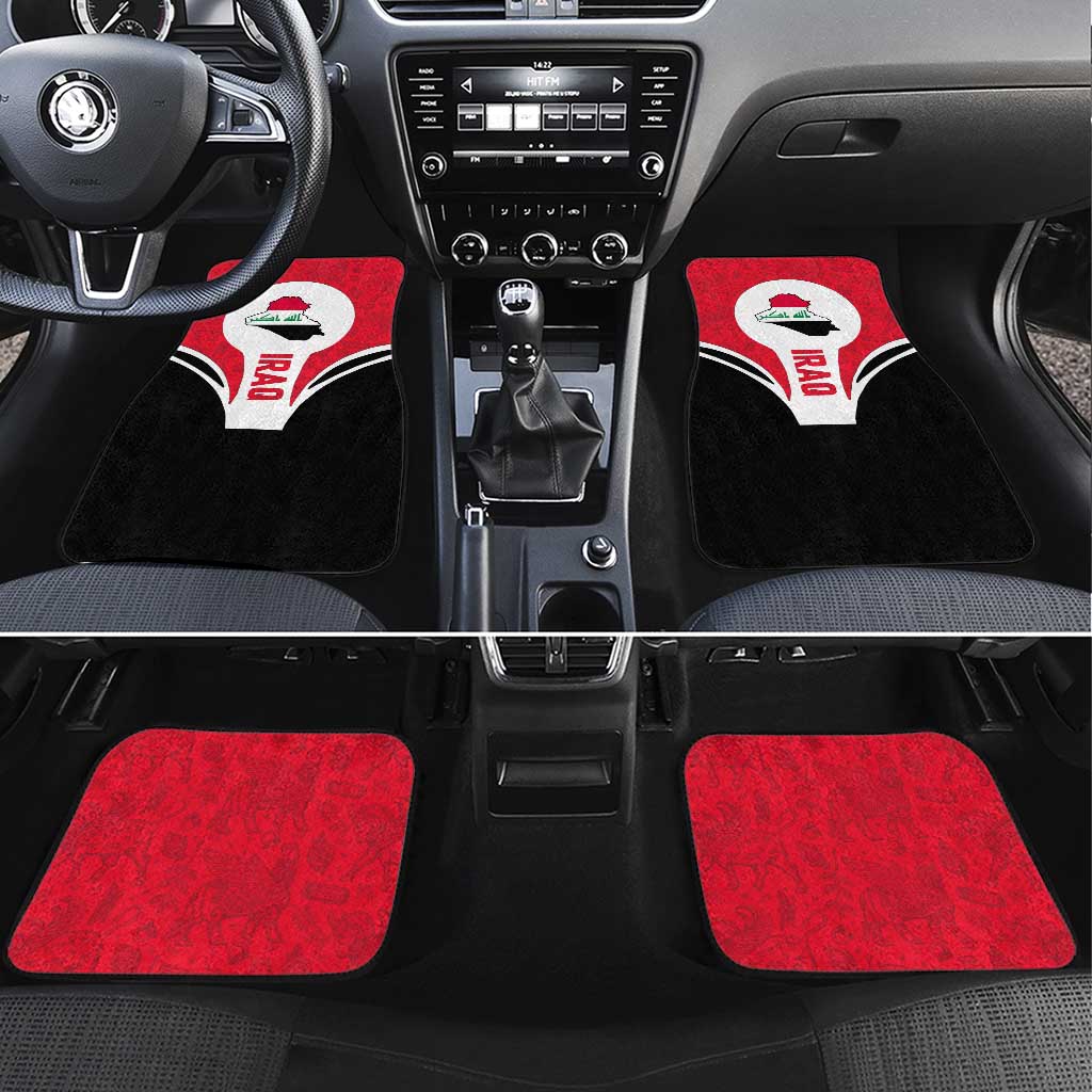 Iraq Car Mats with Lamassu Mythical Creature and National Map Design - Wonder Print Shop