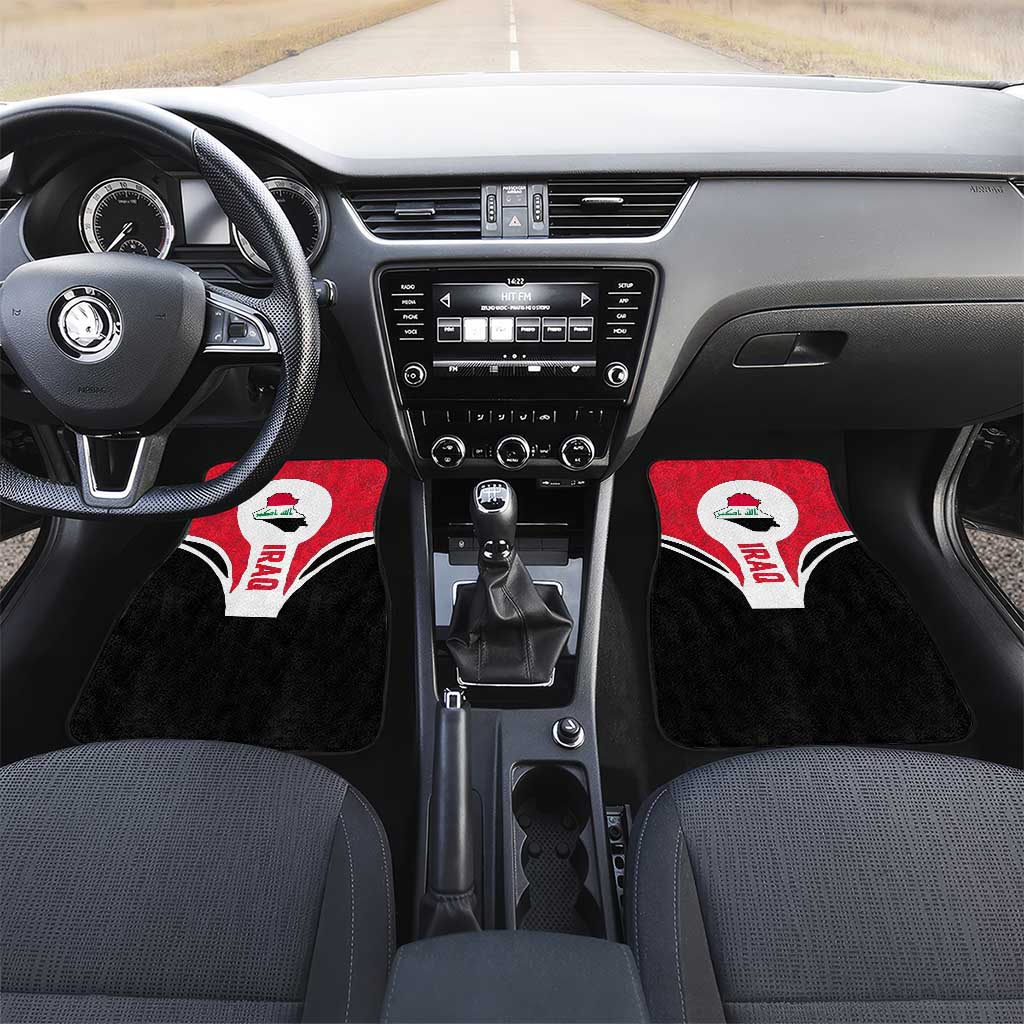 Iraq Car Mats with Lamassu Mythical Creature and National Map Design - Wonder Print Shop