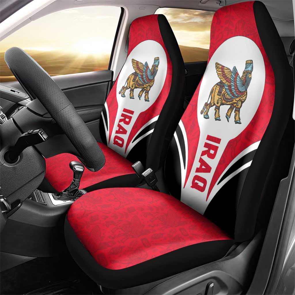 Iraq Car Seat Cover with Lamassu Mythical Creature and National Map Design - Wonder Print Shop