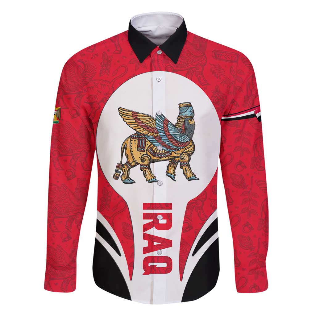 Iraq Family Matching Long Sleeve Bodycon Dress and Hawaiian Shirt with Lamassu Mythical Creature and National Map Design - Wonder Print Shop