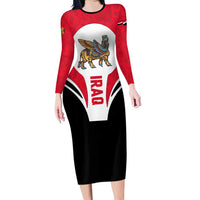 Iraq Family Matching Long Sleeve Bodycon Dress and Hawaiian Shirt with Lamassu Mythical Creature and National Map Design - Wonder Print Shop