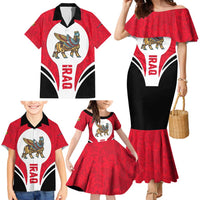 Iraq Family Matching Mermaid Dress and Hawaiian Shirt with Lamassu Mythical Creature and National Map Design - Wonder Print Shop