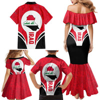 Iraq Family Matching Mermaid Dress and Hawaiian Shirt with Lamassu Mythical Creature and National Map Design - Wonder Print Shop