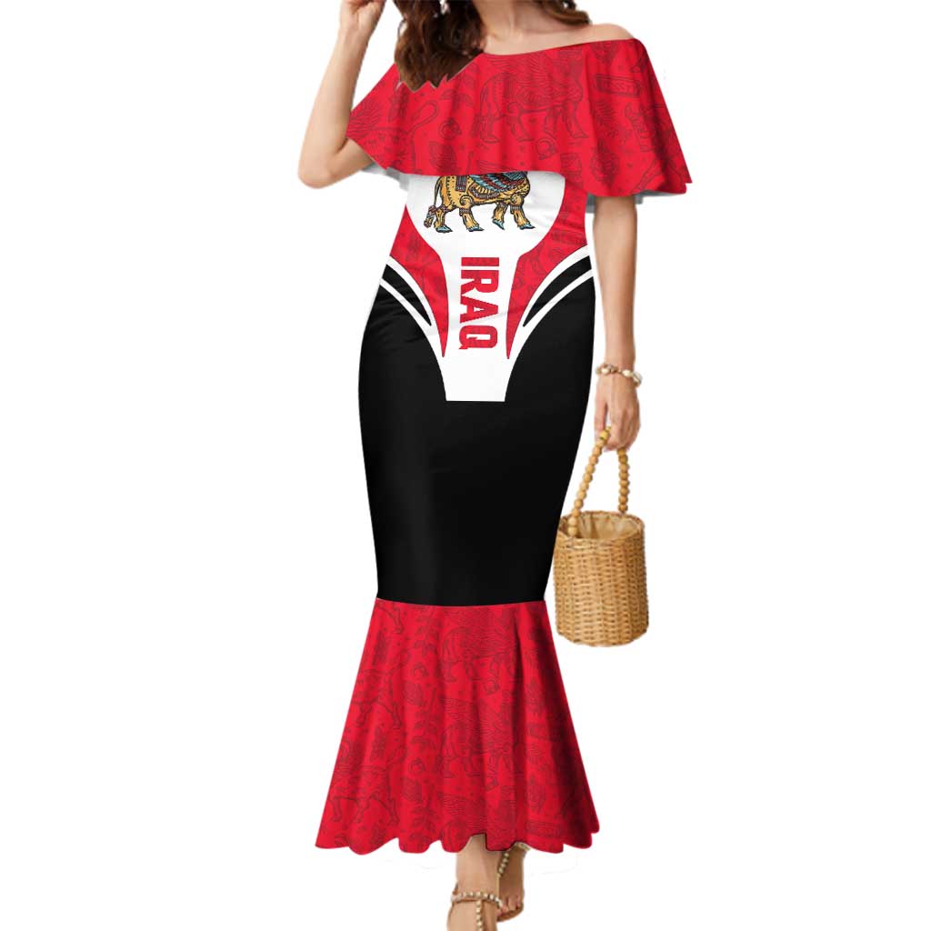 Iraq Family Matching Mermaid Dress and Hawaiian Shirt with Lamassu Mythical Creature and National Map Design - Wonder Print Shop