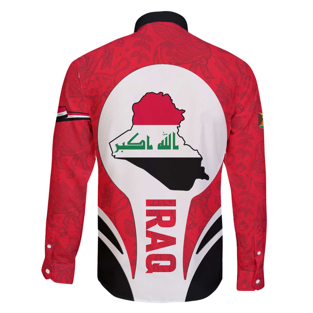 Iraq Family Matching Off The Shoulder Long Sleeve Dress and Hawaiian Shirt with Lamassu Mythical Creature and National Map Design - Wonder Print Shop