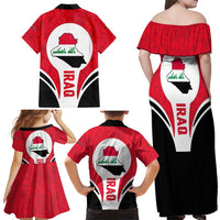 Iraq Family Matching Off Shoulder Maxi Dress and Hawaiian Shirt with Lamassu Mythical Creature and National Map Design - Wonder Print Shop