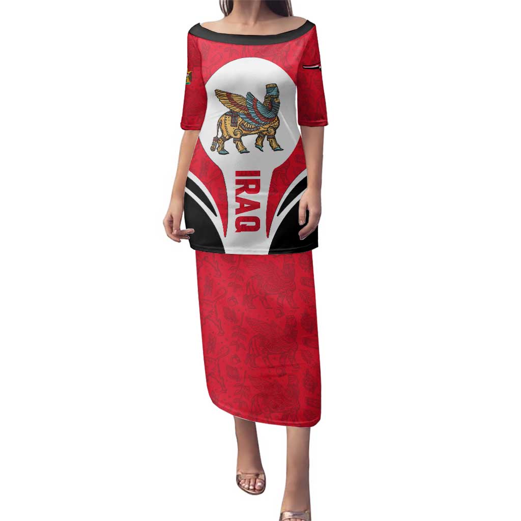 Iraq Family Matching Puletasi and Hawaiian Shirt with Lamassu Mythical Creature and National Map Design - Wonder Print Shop