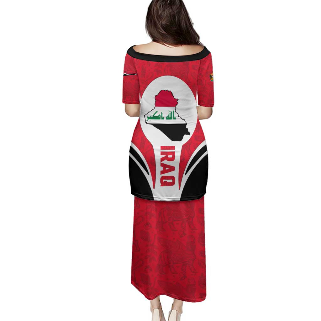 Iraq Family Matching Puletasi and Hawaiian Shirt with Lamassu Mythical Creature and National Map Design - Wonder Print Shop