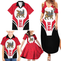 Iraq Family Matching Summer Maxi Dress and Hawaiian Shirt with Lamassu Mythical Creature and National Map Design - Wonder Print Shop