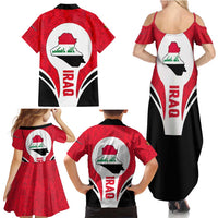 Iraq Family Matching Summer Maxi Dress and Hawaiian Shirt with Lamassu Mythical Creature and National Map Design - Wonder Print Shop